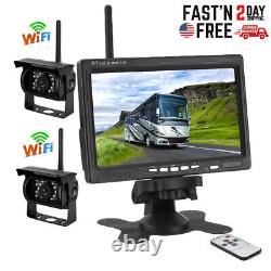 2 X Wireless 7 Monitor Rear View Backup Camera Night Vision Kit RV Truck Bus