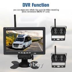 2 X Wireless Rear View Backup Camera 7 Monitor Night Vision Kit RV Truck Bus HD