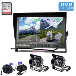 2x AHD 1080P 18LED IR Car Rear View Backup Camera + 9 IPS 2CH Split DVR Monitor