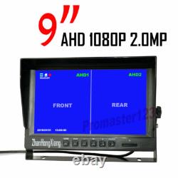 2x AHD 1080P 18LED IR Car Rear View Backup Camera + 9 IPS 2CH Split DVR Monitor