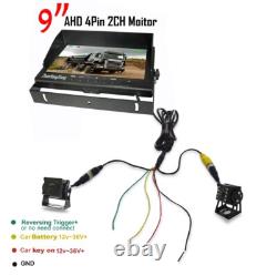 2x AHD 1080P 18LED IR Car Rear View Backup Camera + 9 IPS 2CH Split DVR Monitor