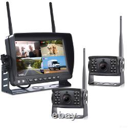 2x Digital Wireless Backup Camera 7 Monitor Rear View DVR 12-24V For Caravan RV