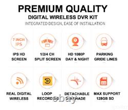 2x Digital Wireless Backup Camera 7 Monitor Rear View DVR 12-24V For Caravan RV