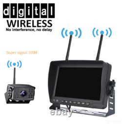 2x Digital Wireless Backup Camera 7 Monitor Rear View DVR 12-24V For Caravan RV