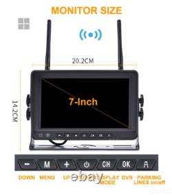 2x Digital Wireless Backup Camera 7 Monitor Rear View DVR 12-24V For Caravan RV