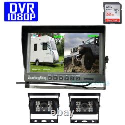 2x HD 1080P 18LED IR Reverse Backup Rear View Camera + 9 DVR Recorder Monitor