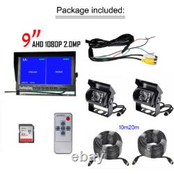 2x HD 1080P 18LED IR Reverse Backup Rear View Camera + 9 DVR Recorder Monitor