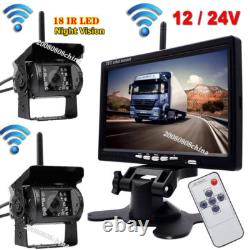 2x Wireless IR Rear View Vehicle Backup Camera +7 HD LCD Monitor for Bus Truck