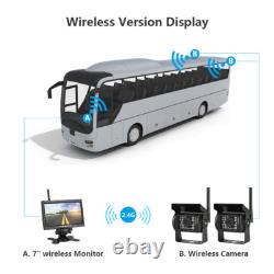 2x Wireless IR Rear View Vehicle Backup Camera +7 HD LCD Monitor for Bus Truck