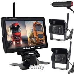 2x Wireless Rear View Backup Camera HD 7 Split Monitor for Truck Caravan 12-24V