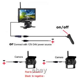 2x Wireless Rear View Backup Camera HD 7 Split Monitor for Truck Caravan 12-24V