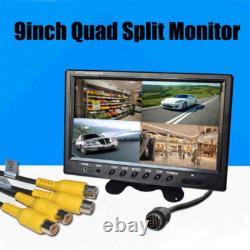 3 X 9 Quad Split Monitor Screen Rear View Backup Camera System For Bus Truck RV