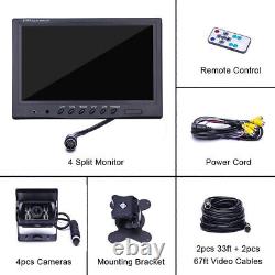 3 X 9 Quad Split Monitor Screen Rear View Backup Camera System For Bus Truck RV