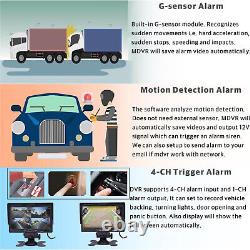 4CH 1080P MDVR + 4x Rear View Backup Camera + 7 Monitor For Truck Caravan Bus