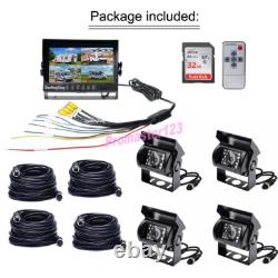 4CH 9 IPS DVR Monitor System 4x HD 1080P RV Truck Rear View Backup Camera Kit