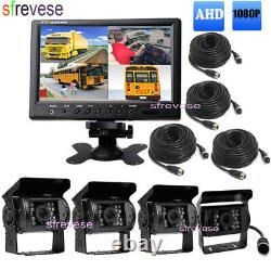 4CH AHD 1080P 9 Car Monitor + 4x Bus Truck Rear View Backup Reverse Camera Kit