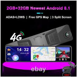 4G wifi Car DVR backup mirror with dual Cameras Android dash cam GPS navigation