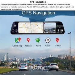 4K 12 Dash Cam Mirror GPS WiFi Voice Control Car Rear View Backup Dual Camera