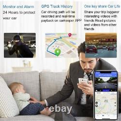 4K 12 Dash Cam Mirror GPS WiFi Voice Control Car Rear View Backup Dual Camera