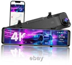 4K Rear View Mirror Camera, 12'' Mirror Dash Cam, 4K/2.5K Backup Camera Black