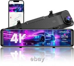 4K Rear View Mirror Camera, 12'' Mirror Dash Cam, 4K/2.5K Backup Camera Black