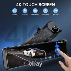 4K Rear View Mirror Camera, 12'' Mirror Dash Cam, 4K/2.5K Backup Camera Black