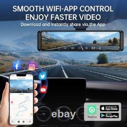 4K Rear View Mirror Camera, 12'' Mirror Dash Cam, 4K/2.5K Backup Camera Black