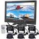 4PIN 3 x REAR VIEW BACKUP CCD CAMERA SYSTEM 9 QUAD MONITOR SCREEN FOR TRUCK RV