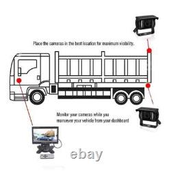 4PIN Dual Rear View Backup Camera 7 LCD Monitor Kit for Truck Caravan Bus RVs
