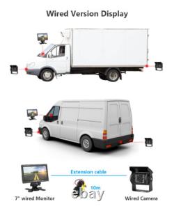 4PIN Dual Rear View Backup Camera 7 LCD Monitor Kit for Truck Caravan Bus RVs