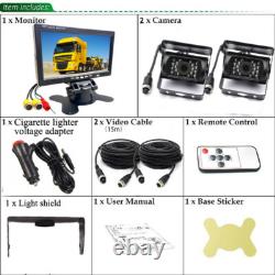 4PIN Dual Rear View Backup Camera 7 LCD Monitor Kit for Truck Caravan Bus RVs