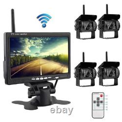 4Pcs Wireless Backup Rear View Camera with Monitor For Car Truck Parking Assist