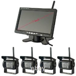 4Pcs Wireless Backup Rear View Camera with Monitor For Car Truck Parking Assist