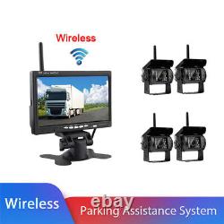 4Pcs Wireless Backup Rear View Camera with Monitor For Car Truck Parking Assist