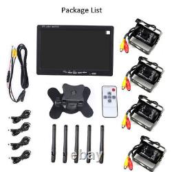 4Pcs Wireless Backup Rear View Camera with Monitor For Car Truck Parking Assist