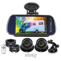 4Pin Backup Rear View Camera + 7 Mirror Monitor 12-24v for RV Truck VAN Camper