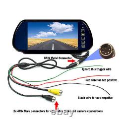 4Pin Backup Rear View Camera + 7 Mirror Monitor 12-24v for RV Truck VAN Camper