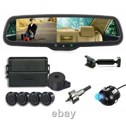 4.3''Car Mirror Monitor 4 Black Parking Radar Sensor 360°Backup Rear View Camera