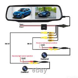 4.3'' Digital Dual Screen Car Rear View Monitor Mirror Bracket 2x Backup Camera