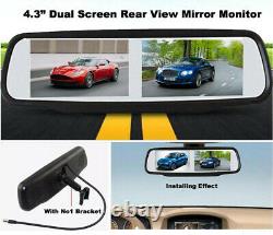 4.3 Dual Split Screen Rear view Mirror Monitor No1 Mount 2 Backup Revese Camera