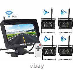 4 Wireless Backup Rear View Camera System 7 Monitor Night Vision For RV Truck
