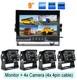 4 x 4Pin AHD 1080P Car Rear View Backup Camera SD DVR + 9 IPS 4CH Split Monitor