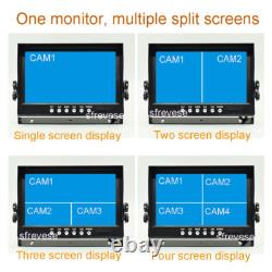 4 x 4Pin AHD 1080P Car Rear View Backup Camera SD DVR + 9 IPS 4CH Split Monitor