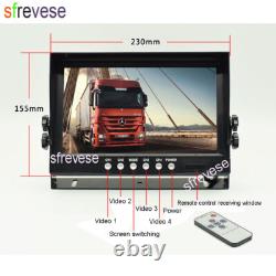 4 x 4Pin AHD 1080P Car Rear View Backup Camera SD DVR + 9 IPS 4CH Split Monitor