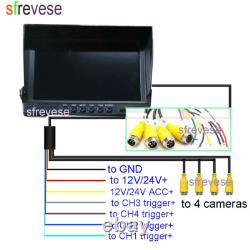 4 x 4Pin AHD 1080P Car Rear View Backup Camera SD DVR + 9 IPS 4CH Split Monitor