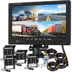 4ch 9''Quad Split Monitor Backup Rear View Backup Camera for Truck Bus Caravan