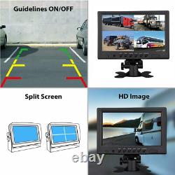 4ch 9''Quad Split Monitor Backup Rear View Backup Camera for Truck Bus Caravan