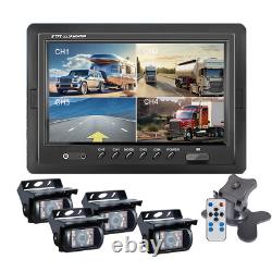 4ch 9''Quad Split Monitor Backup Rear View Backup Camera for Truck Bus Caravan