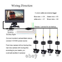 4ch 9''Quad Split Monitor Backup Rear View Backup Camera for Truck Bus Caravan