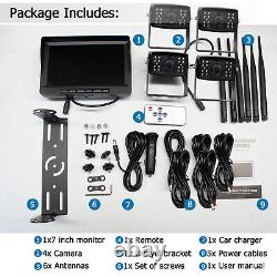 4ch Wireless 7 Quad Monitor DVR Backup Camera Rear View Caravan Reverse Camera